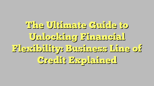 The Ultimate Guide to Unlocking Financial Flexibility: Business Line of Credit Explained 